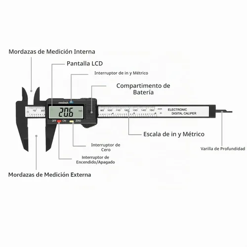 Vista 4 de HDLNKAK Calibre digital, herramienta de medición de calibradores de 0-6