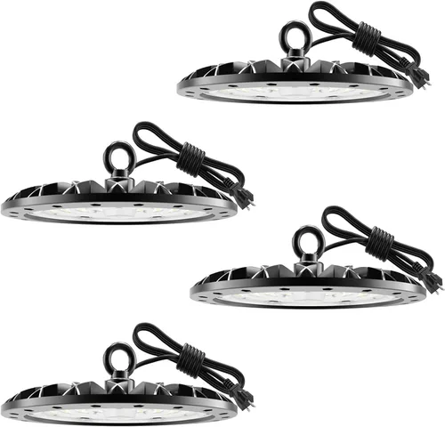 Vista 13 de loyal Luces LED de alta bahía: iluminación comercial regulable UFO 6000K - para almacén, garaje, taller, gimnasio, con cable de enchufe de EE. UU
