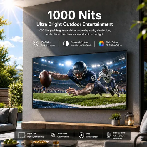Vista 2 de 360SPB 55 pulgadas 4K TV al aire libre, 1000 liendres, IP55 impermeable