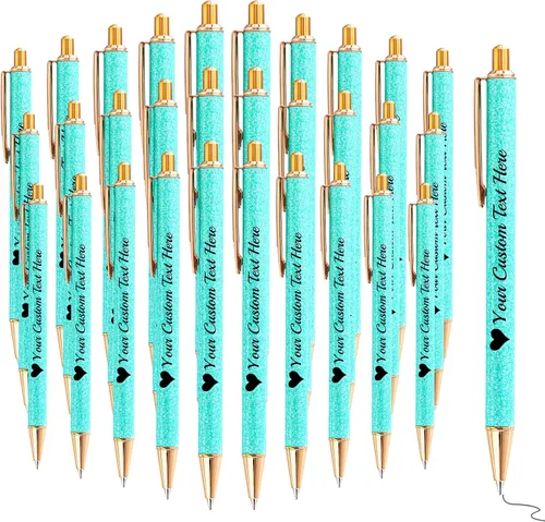 Vista 44 de Bolígrafos con purpurina personalizados con nombre, bolígrafos bonitos y bonitos personalizados, bolígrafos retráctiles de tinta negra, suministros