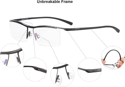 Vista 29 de Agstum Gafas de negocios sin montura de titanio puro, lentes transparentes