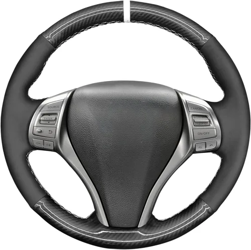 Vista 5 de MEWANT Funda de Volante de Cuero Artificial Negro Cosida a Mano para Nissan Altima 2013-2018 / Rogue 2014-2016 Nissan Altima 2013-2018 / Rogue