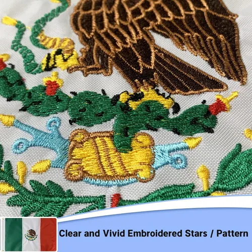 Vista 3 de FLAGWIN Banderas mexicanas bordadas de 12 x 18 pulgadas, bandera náutica de México, color vivo y resistente a la decoloración
