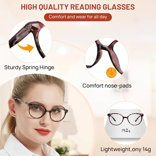 Vista 4 de OCCI CHIARI Gafas de Lectura Estrechas para Mujeres Lindas y Coloridas para Cara Pequeña (Tortuga 1.0+) 1.0 1.25 1.5 1.75 2.0 2.25 2.5 2.75 3.0 3.5