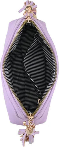 Vista 6 de Bolso cruzado pequeño con dos borlas con correa de cadena, bolso pequeño para mujer