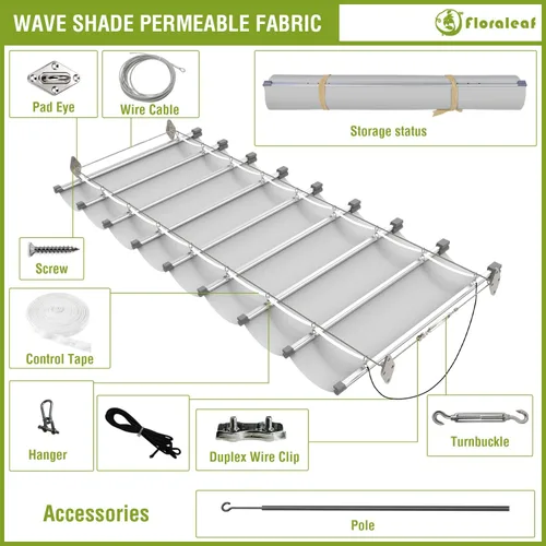 Vista 6 de Cubierta de Sombra para Pérgola de 3'×4' Impermeable Retráctil Toldo de Repuesto para Pérgola Vela de Sombra Deslizante con Herrajes de Cable