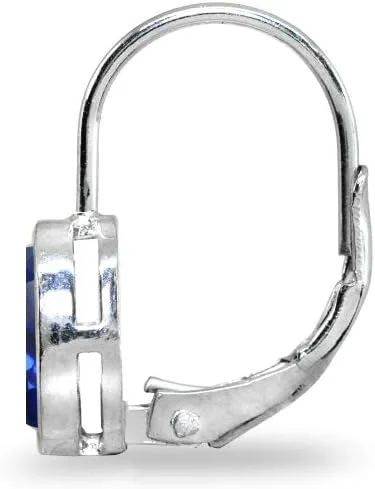Vista 5 de Aretes de plata de ley auténtica o sintética con bisel de lágrima de 0.276 x 0.197 in
