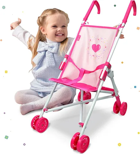Vista 9 de Anivia Colección de Cochecitos de Juguete Cochecito de Muñecas Accesorios de Muñeca para Niños Pequeños 1-3 Diseño de Corazón Regalos para Niños