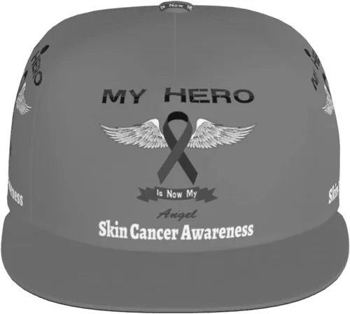 Vista 4 de My Hero is Now My Angel Skin Cancer Awareness Baseball Cap Four-Sided Printing Flat Bill Brim Cool Hip Hop Trucker Hat Men Women Adjustable Baseball