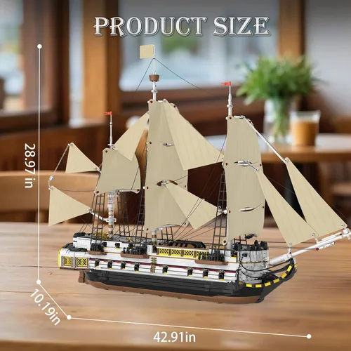 Vista 5 de Reobrix Kit de bloques de construcción modelo de barco de vela grande