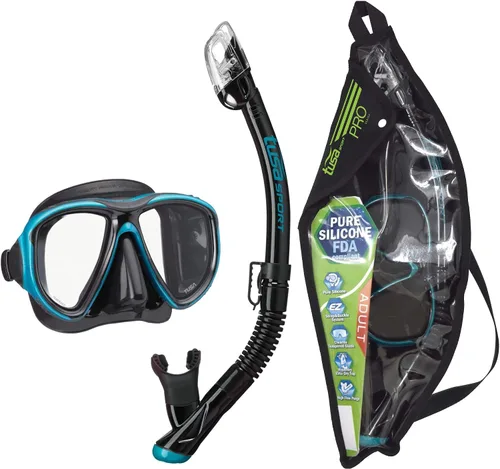 Vista 6 de TUSA Combo de máscara deportiva Powerview y snorkel seco para adultos