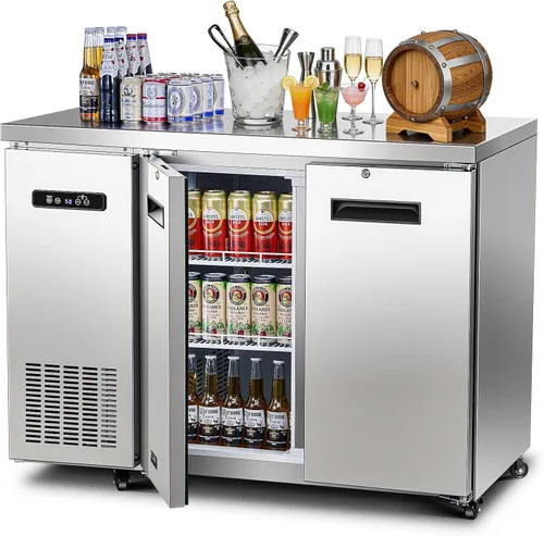 Vista 11 de BODEGA BODEGACOOLER - Enfriador comercial de barra trasera con 2 puertas sólidas, refrigerador de barra de altura de mostrador comercial de 12 pies