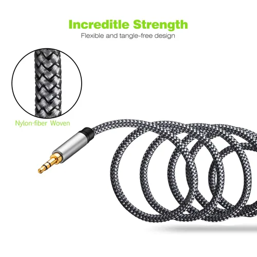 Vista 6 de Tan QY Cable de Extensión de Audio 1 pie, Cable de Extensión de Audio Auxiliar Estéreo de 3.5mm, Conector Estéreo Macho a Hembra para Teléfonos