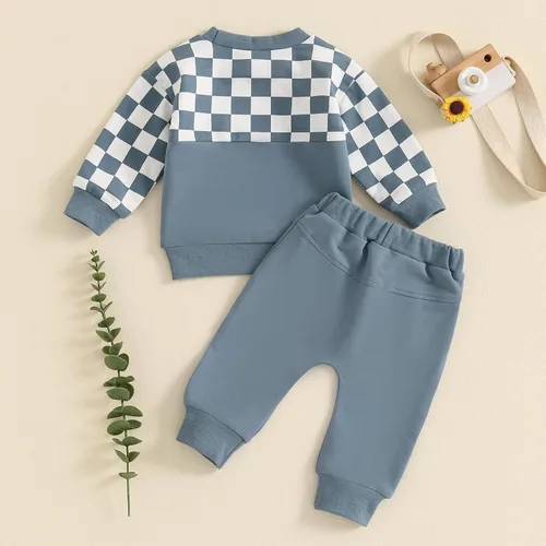 Vista 76 de Conjunto de sudadera de manga larga con cuello redondo y pantalones deportivos para bebés, ropa de invierno para bebé