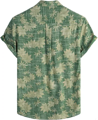 Vista 2 de VATPAVE Camisas hawaianas con bolsillo frontal para hombre, camisas florales casuales de manga corta con botones, camisas tropicales para la playa
