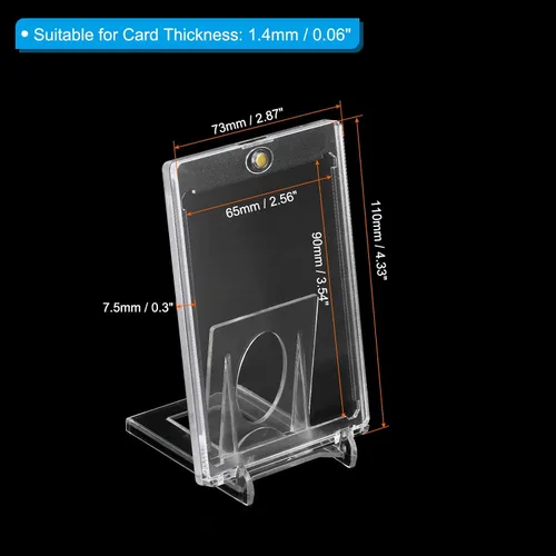 Vista 2 de PATIKIL Tarjetero magnético con soporte, 1 juego de 35 PT de plástico duro transparente, protector impermeable para almacenamiento de tarjetas Dorado