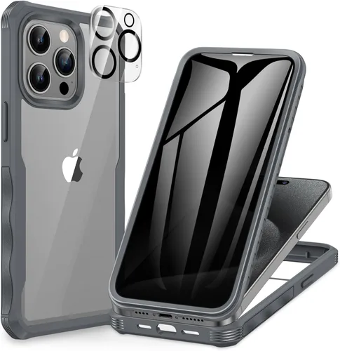 Vista 30 de CENHUFO Funda de privacidad para iPhone 11 Pro, funda de cuerpo completo con protector de pantalla de privacidad de vidrio templado 9H integrado