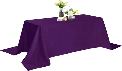 Vista 25 de Mantel de poliéster lavable de 132 pulgadas, resistente a las manchas y a las arrugas, mantel decorativo para mesa de comedor, fiestas de bufé