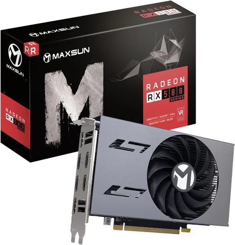 Vista 7 de maxsun AMD Radeon RX 580 8GB 2048SP GDDR5 - Tarjeta gráfica de video para computadora, GPU para PC Gaming 256-Bit DirectX 12 DVI, HDMI, DisplayPort