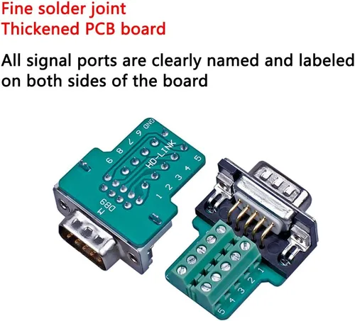 Vista 4 de 4 piezas DB9 conector macho de ruptura, DB9 RS232 sin soldadura D-SUB serie a terminal de puerto de 9 pines adaptador conector placa de ruptura