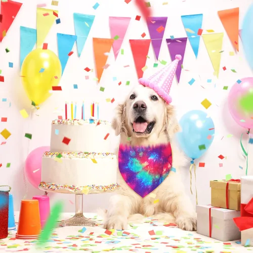 Vista 6 de Silkfly 100 bandanas de verano para perro, diseño de teñido anudado