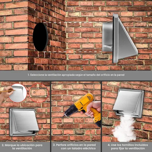 Vista 7 de FRESH SPEED - Salida de ventilación de pared externa de 4 pulgadas con solapa acolchada antirretorno