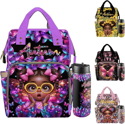 Vista 34 de Mochilas personalizadas con nombre personalizado para bebé, bolsa de pañales con monograma con bolsillos térmicos para adultos y niños, impermeable