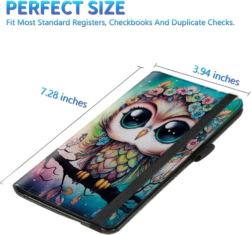Vista 77 de Funda para chequera para hombres y mujeres, cartera de cuero RFID con ranuras para tarjetas de crédito, soporte de cheques duplicados personales