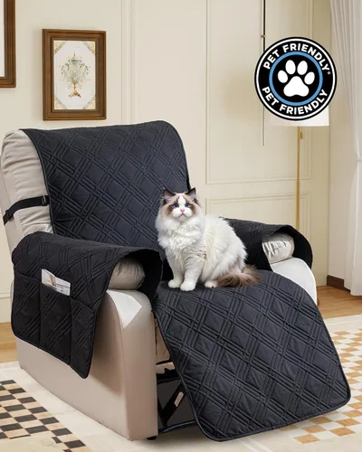 Vista 3 de Funda impermeable para silla reclinable, fundas para silla reclinable de gran tamaño reversibles con bolsillo, fundas para silla reclinable