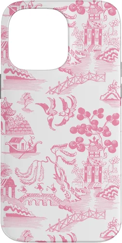 Vista 21 de Preppy Pink Willow Pattern Chinoiserie Toile Case for iPhone 17