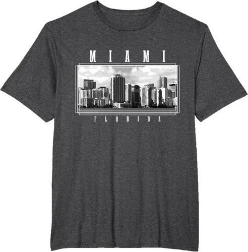 Vista 13 de Miami Skyline Florida Pride Vintage Miami Camiseta, Negro