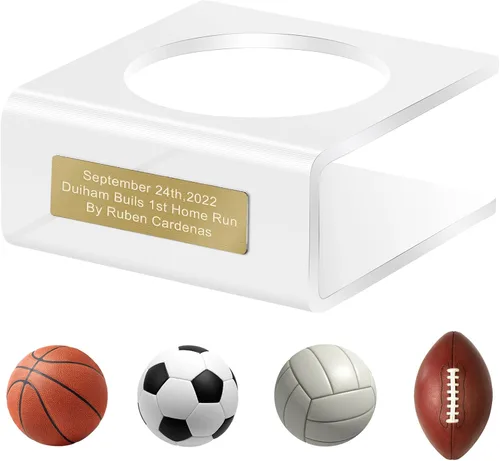 Vista 9 de Cooyes Soporte de bola de acrílico personalizable - Soporte de exhibición para baloncesto, fútbol, rugby, voleibol, fútbol, soporte para pelotas