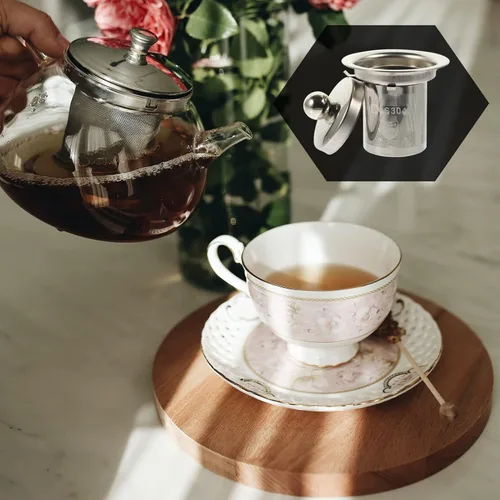 Vista 2 de Hemoton Tetera Colador de té Tetera Infusor Colador de café Filtros de té de metal Colador de té Hoja de té Hoja de té Filtro de té Infusor de té