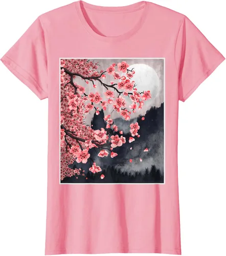 Vista 16 de Sakura - Camiseta japonesa de cerezo en flor japonesa, Negro, S