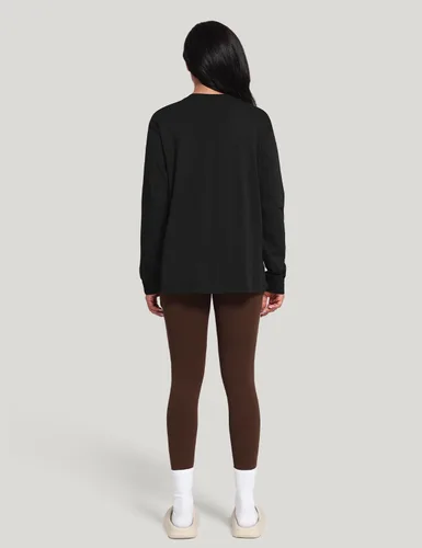 Vista 6 de HeyNuts - Camisas de manga larga para mujer de algodón Pima para entrenamiento, cuello redondo, atléticas, básicas, casuales