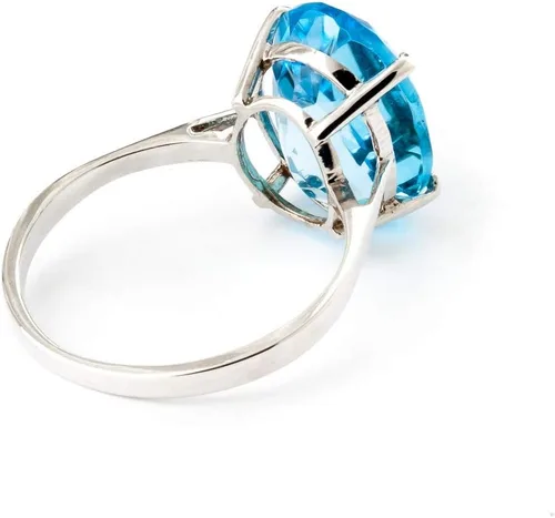 Vista 2 de Galaxy Gold GG Anillo de oro blanco sólido de 8 quilates de 14 quilates con topacio azul ovalado natural