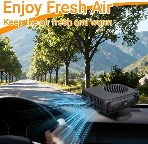 Vista 8 de Calentador y ventilador de coche de 12 V 200 W, descongelador portátil de modo dual, giratorio de 360° para desempañar el parabrisas del calentador