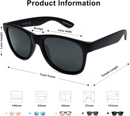 Vista 4 de SOJOS Gafas de sol polarizadas para hombres y mujeres, elegantes sombras cuadradas de moda SJ2230