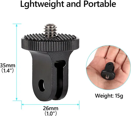 Vista 3 de HSU Adaptador de montaje de trípode de cámara de aluminio, soporte de cámara de 1/4 "- 20 con tornillo de aluminio, adaptador de trípode compatible