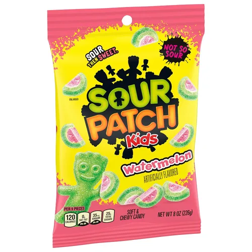 Vista 11 de Sour Patch Kids, Caramelos de goma suaves y masticables de sandía, 8 onzas