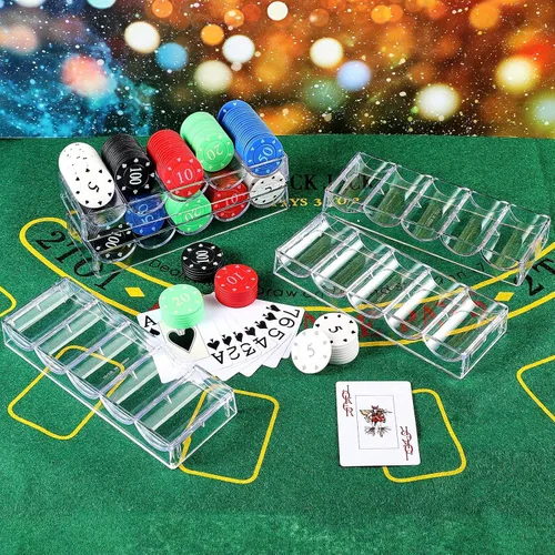 Vista 7 de Yulejo 10/15/20 Pieces Poker Chip Holder Poker Chip Trays Acrylic Rack Chips Holder Accessories for Casino Game, Each Holds 100 Chips