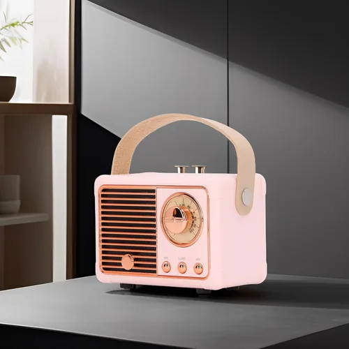 Vista 5 de GOWENIC Altavoz Bluetooth retro, pequeño altavoz Bluetooth lindo antiguo para cocina, dormitorio, oficina, fiesta, al aire libre, programa de radio