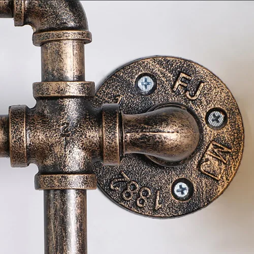 Vista 5 de Aplique de pared de tubería de agua industrial, lámpara de montaje en pared punk de vapor, lámpara de pared fresca de 35.4 pulgadas para dormitorio