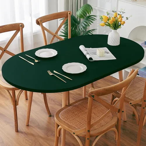 Vista 16 de Mantel redondo de elastano, suave y agradable a la piel, sin pelusas, funda de mesa de tela transpirable con banda elástica para comedor, reunión