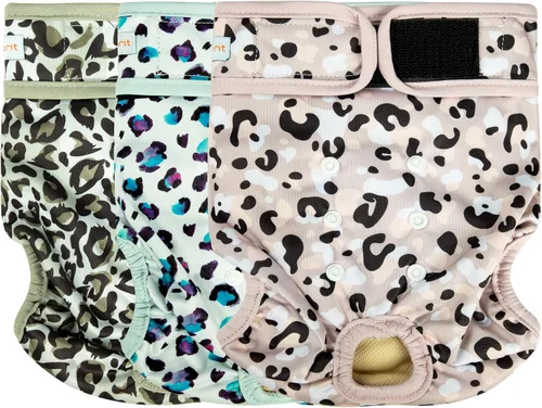 Vista 10 de Langsprit Pañales lavables para perro hembra (paquete de 3 unidades) - Sin fugas, reutilizables, para perritas en período, calzones altamente Negro