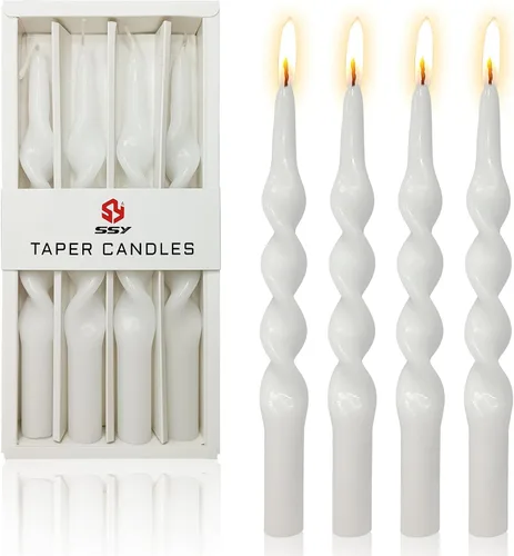 Vista 41 de SM101 - Vela cónica roja, velas en espiral de 10 pulgadas, velas largas cónicas sin goteo para cena, mesa de comedor, boda, fiesta, fiesta, Rojo