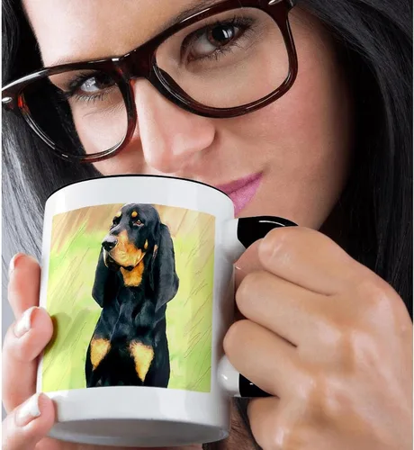 Vista 2 de 3dRose mug_4409_4 Black and Tan Coonhound - Taza negra de dos tonos, multicolor, 11 onzas
