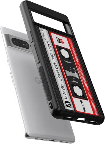 Vista 3 de Funda de goma negra personalizada con cinta de casete compatible con Google Pixel 10, 10 Pro, 10 Pro XL, 9a, 9 Pro, Pixel 9, Pixel 9 Pro XL, 8a, 8