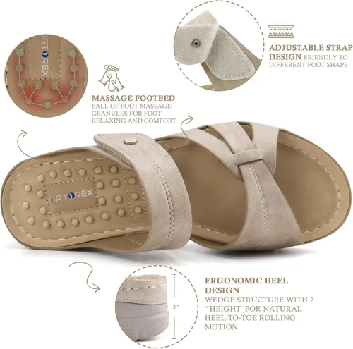 Vista 4 de Ortho + Rest Sandalias ortopédicas cómodas para mujer, sandalias ortopédicas para caminar con soporte de arco