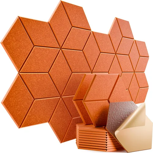 Vista 44 de Paquete de 12 paneles acústicos autoadhesivos de 12 x 10 x 0.4 pulgadas, paneles de espuma a prueba de sonido con alta densidad, elegante diseño